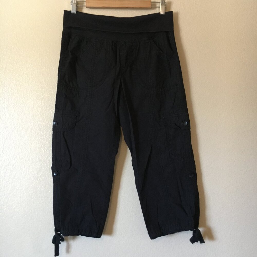 Calvin Klein Performance Capri Pants S Cargo Black Fold Over Waist Convertible